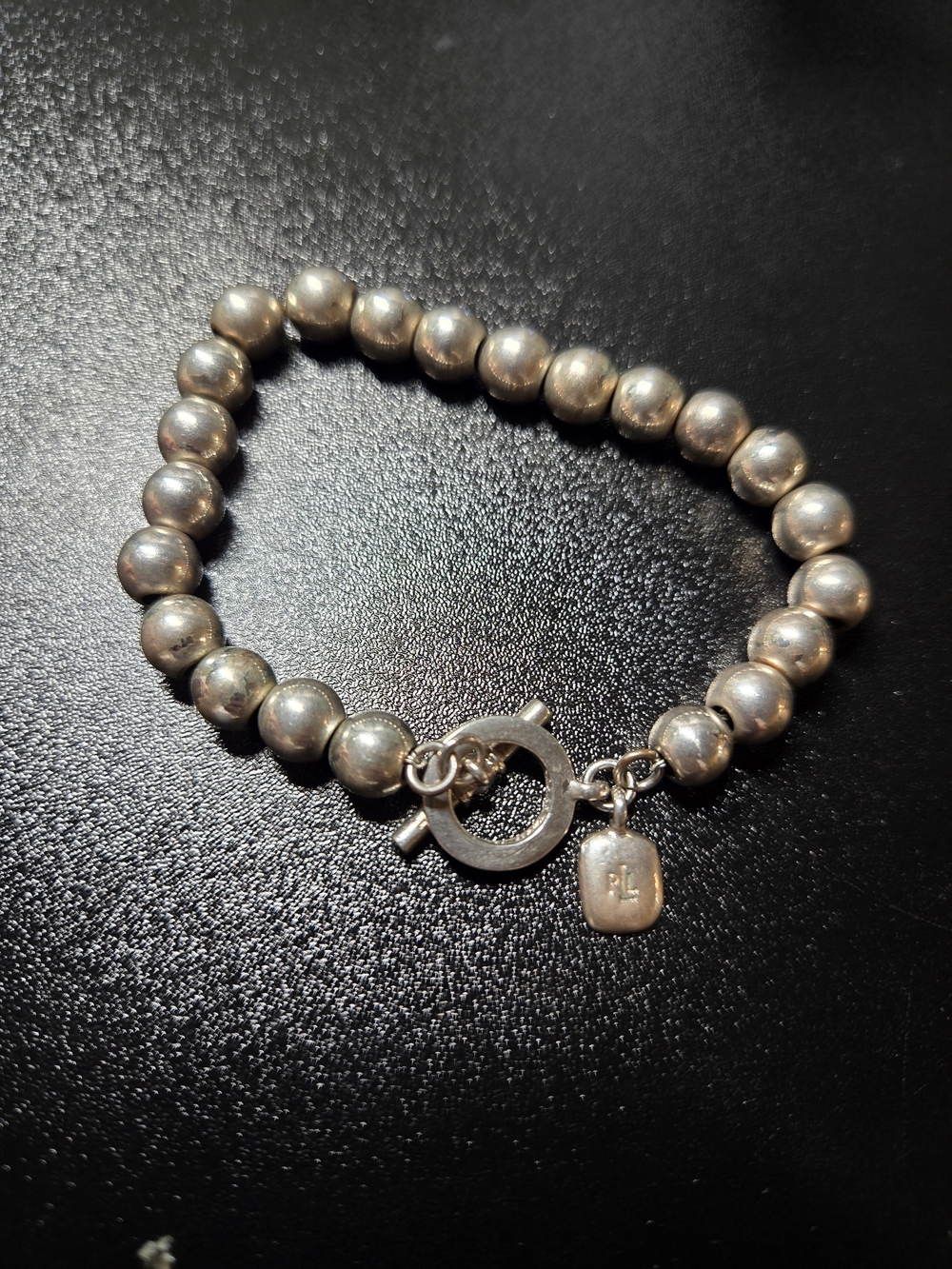 Ralph Lauren Silver Bead Toggle Bracelet